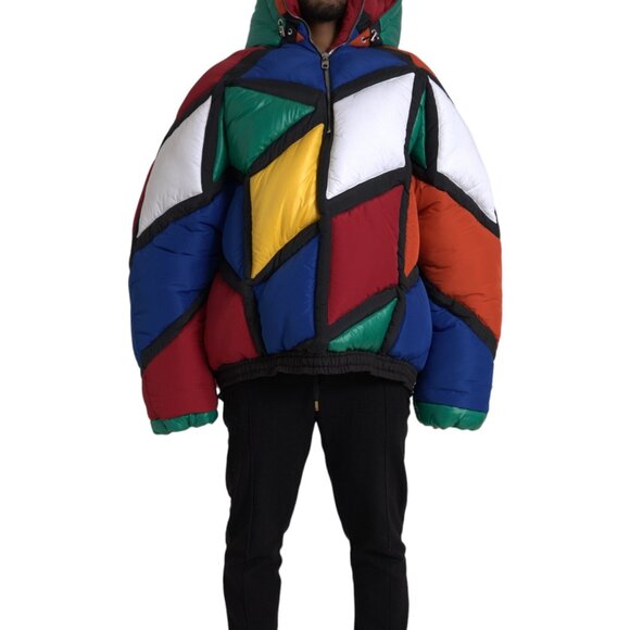 Dolce & Gabbana Multicolor Quilted Hooded Puffer Jacket IT52 XL - Picture 2 of 5